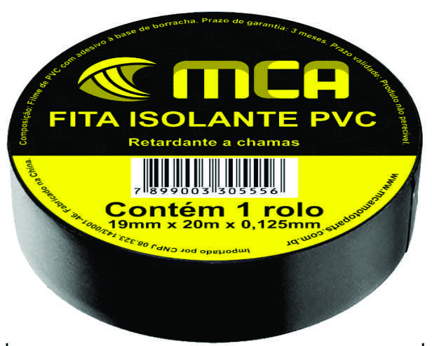 Fita Isolante PVC Preta 19MM x 20M x 0,125MM - 1850 003